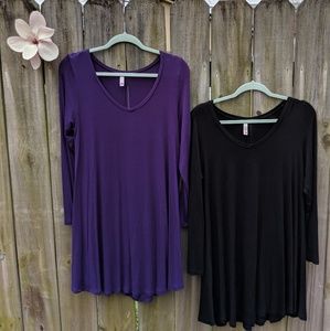 Popana Shirts Purple and Black Tunic Shirt XL
